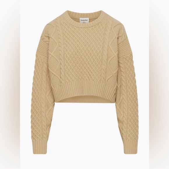 Aritzia Sweaters - Aritzia x Sunday Best - “Peggy” Cropped Cable Knit Sweater in Beige